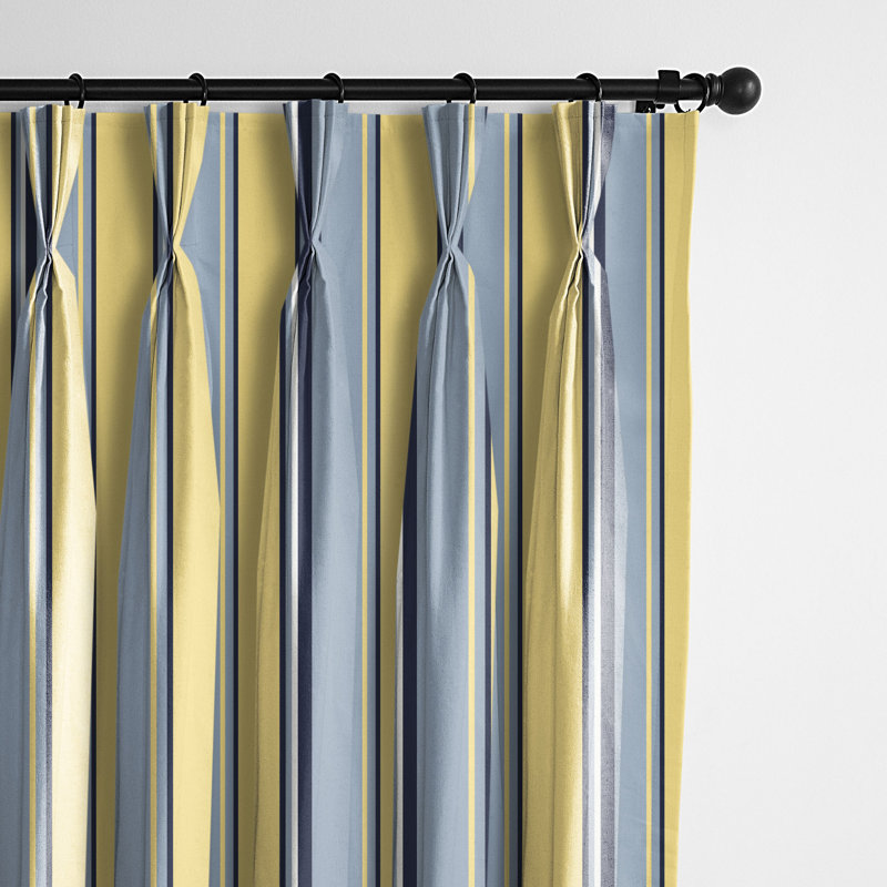 Gino Stripe Pinch Pleat Drapery Panels Pair, 20" W x 84" L