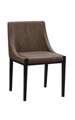 Modern Vintage Metal Chair with/ Brown Vinyl Seat & Back, 17 LBS