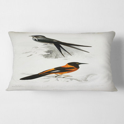 Vintage Bird II - Traditional Printed Throw Pillow