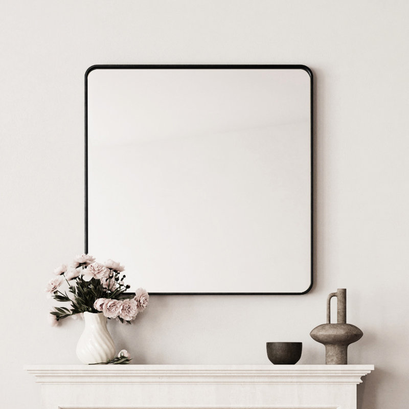 Miroir de meuble-lavabo carré en métal 36 po x 36 po, corrosion pour le salon, avec cadre, chambre à coucher et salle de bain