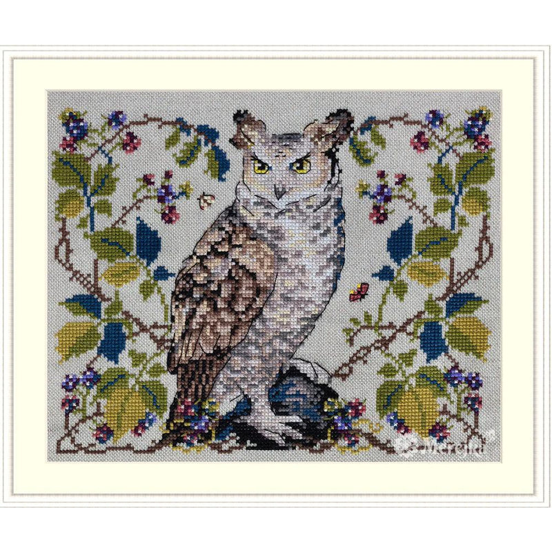 Trousse de broderie au point de croix comptée « Le hibou » de Merejka K-148A