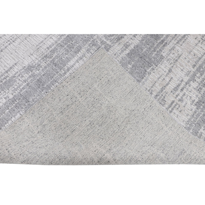 Abstract Area Rug in Silver, Rectangle 4' x 6'