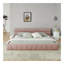 Très grand cadre de lit tapissier très grand avec tissu épais, lit plateforme grand format en chenille avec tête et cadre. Aucun sommier tapissier requis - rose-1091655354