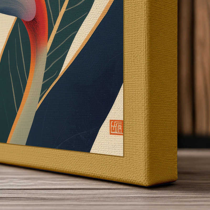 Bird of Paradise Botanical - Wrapped Canvas, 36x24 - 91.4 x 61.0 cm, Ochre Border