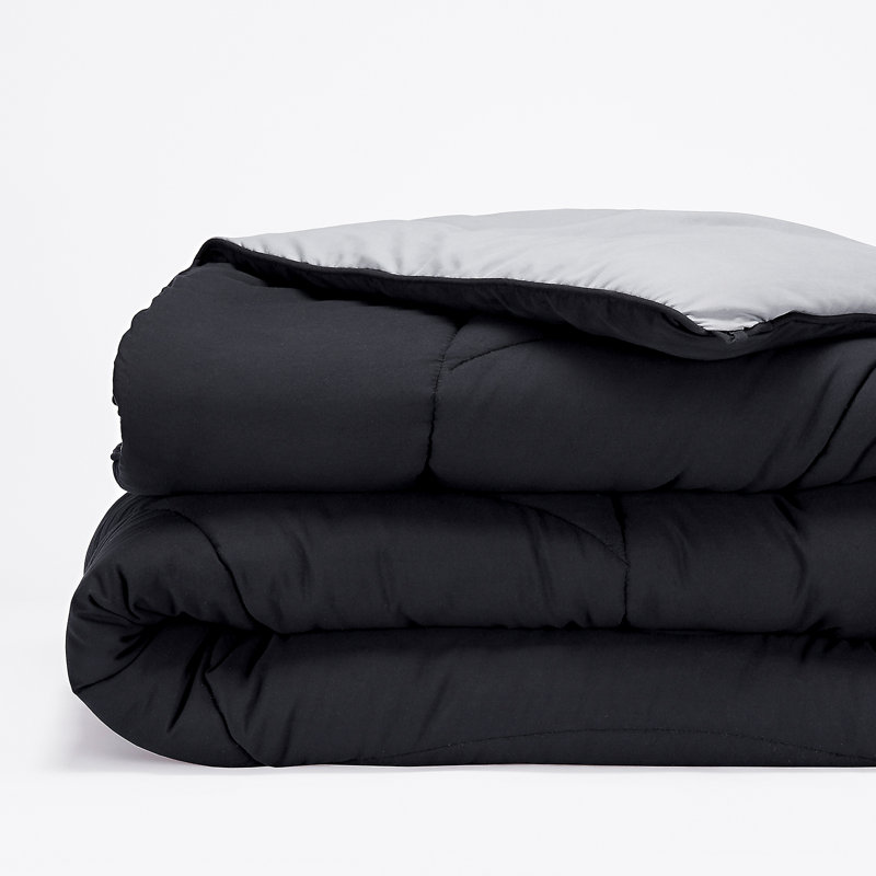 Full Black and Gray Reversible Microfiber Comforter