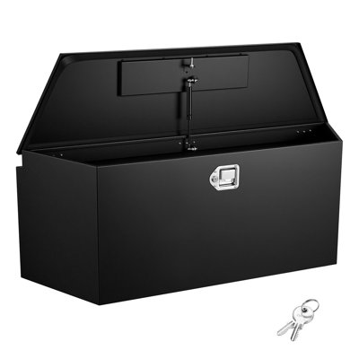 Boîte à outils pour remorque, boîte à outils en acier pour remorque 49 po x 13,9 po x 18,5 po, organisateur de rangement robuste avec serrure et clés, coffre à outils utilitaire pour camionnette, véhicule récréatif, VUS, véhicule tout-terrain, noir