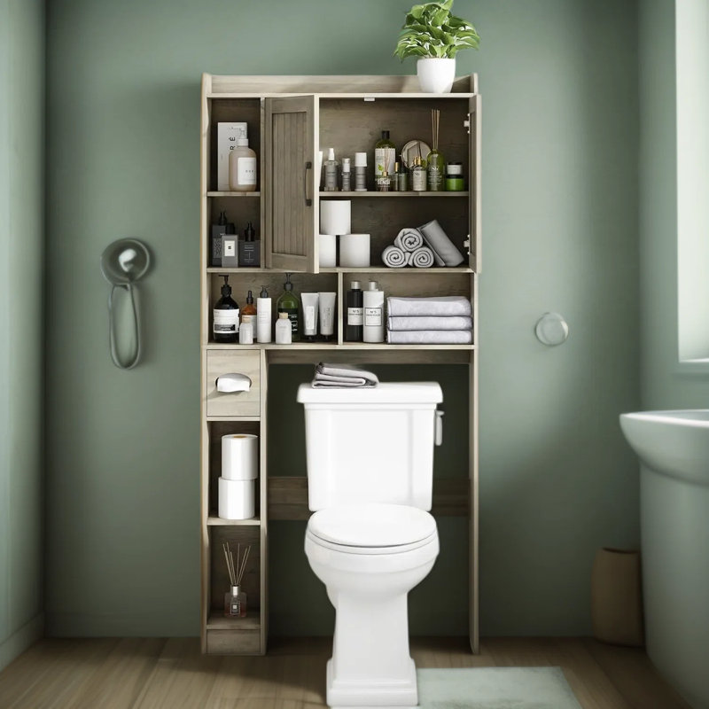 Farmhouse Over The Toilet Storage Cabinet With Barn Doors, Space-Saving Bathroom Organizer With Adjustable Shelves For Bathroom And Laundry Room