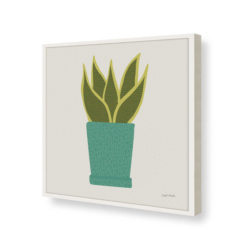 «Pots de plantes VII» par Cheryl Warrick, reproduction d'art, L 12 po x H 12 po, Blanc, Impression encadrée