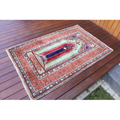 Classic Turkish Rug In Green With Elegant Intricate Patterns Perfect As Door Mat For Your Home Entryway