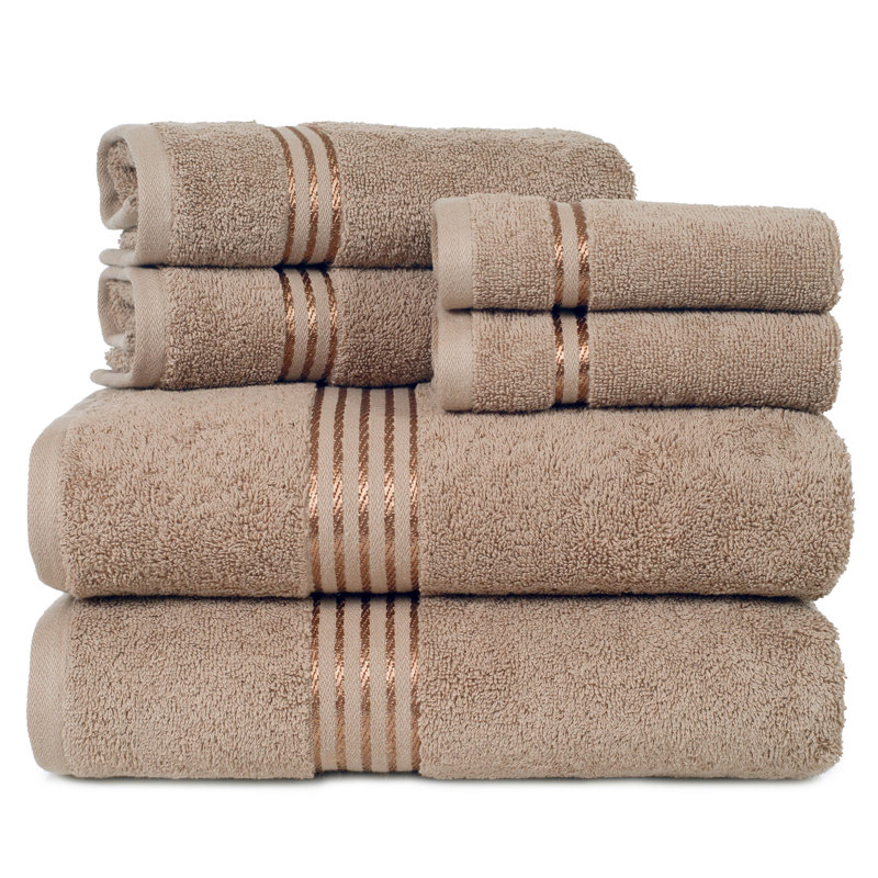 Jordan-Dale Cotton Bath Towel Set - Bathroom Accessories with Machine Washable Towels, Taupe, 6 Piece Towel Set