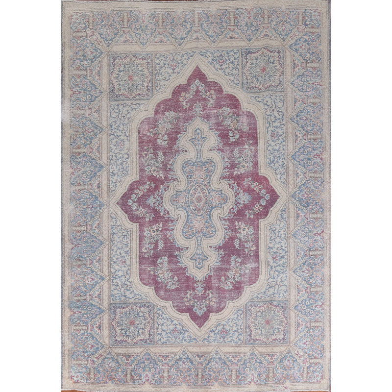 Tapis kanan Karanvir à motif géométrique antique noué à la main 9 x 12
