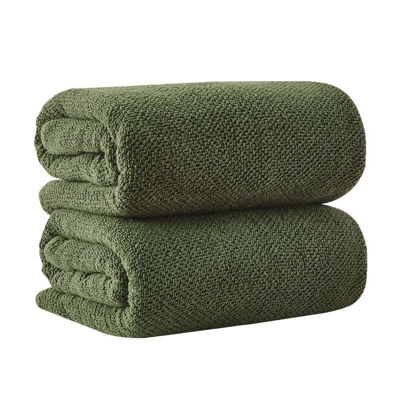 Drap de bain 100% coton texturé, Vert forêt, Drap de bain - paquet de 2