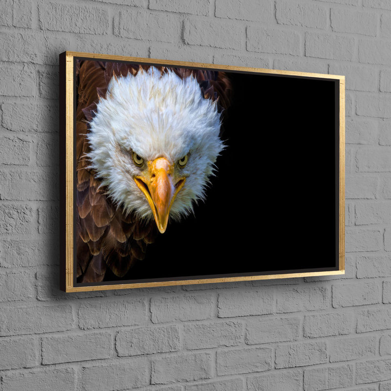 Grande toile 3D avec impression d'aigle à tête blanche, parfaite pour la décoration de bureau de cuisine ou de loft, Doré