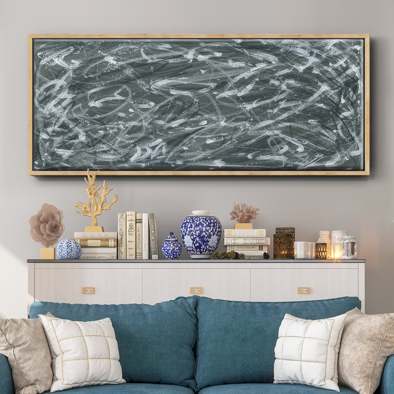 Static Scramble I - Framed Canvas, 20" H x 50" W