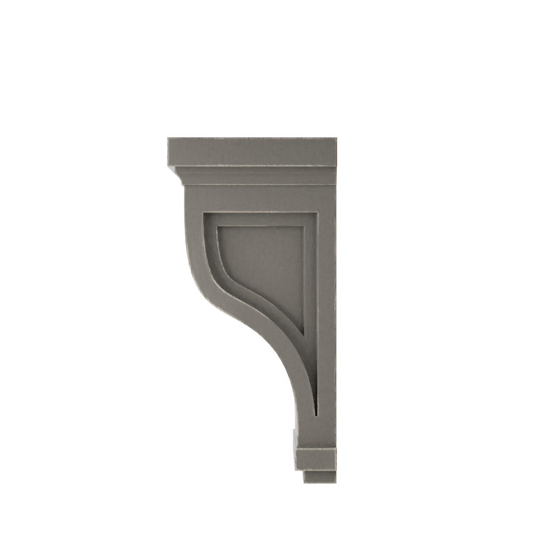 Corbel décoration rétro en bois encastré traditionnel, H 10 po x l 4,75 po x P 5 po, Gris patiné