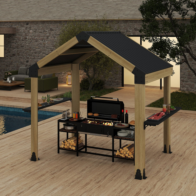 8 ft. W x 6 ft. D Outdoor Cedar Wooden Grill Gazebo