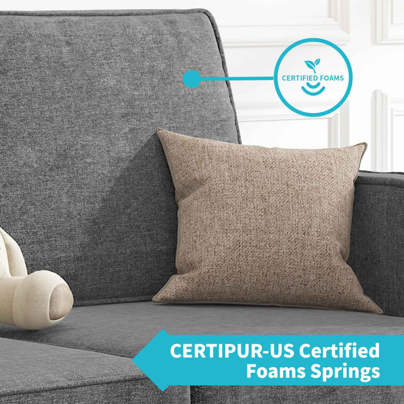 Ebern Designs 78“ Sectional Sofa Couch For Living Room | Convertible Linen Sofa Chaise With Reversible Storage Ottoman | Modern Modular Sofa With 2 Side Pockets | Small Sofa For Small Places