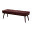 Banc Mid-Century moderne en cuir véritable touffeté avec pieds en bois massif-1774409226