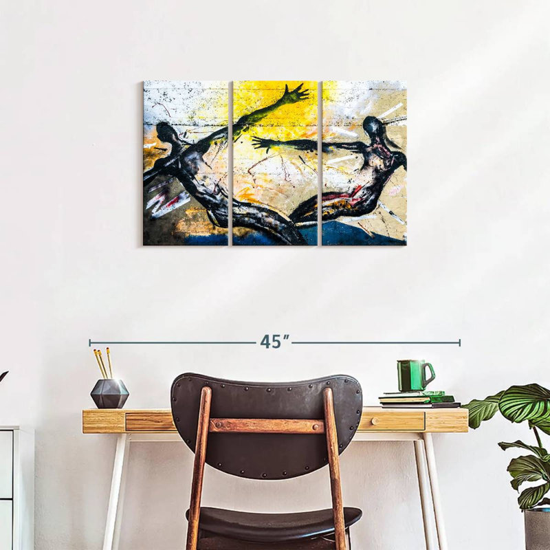 Graffiti Souls - Ensemble de 3 toiles tendues, H 33 po x l 20 po x P 1,25 po