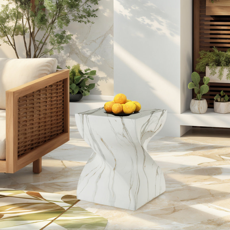 Petite table de bout / tabouret d'extérieur en faux ciment Cement, petite table d'appoint ronde | Idée de cadeau