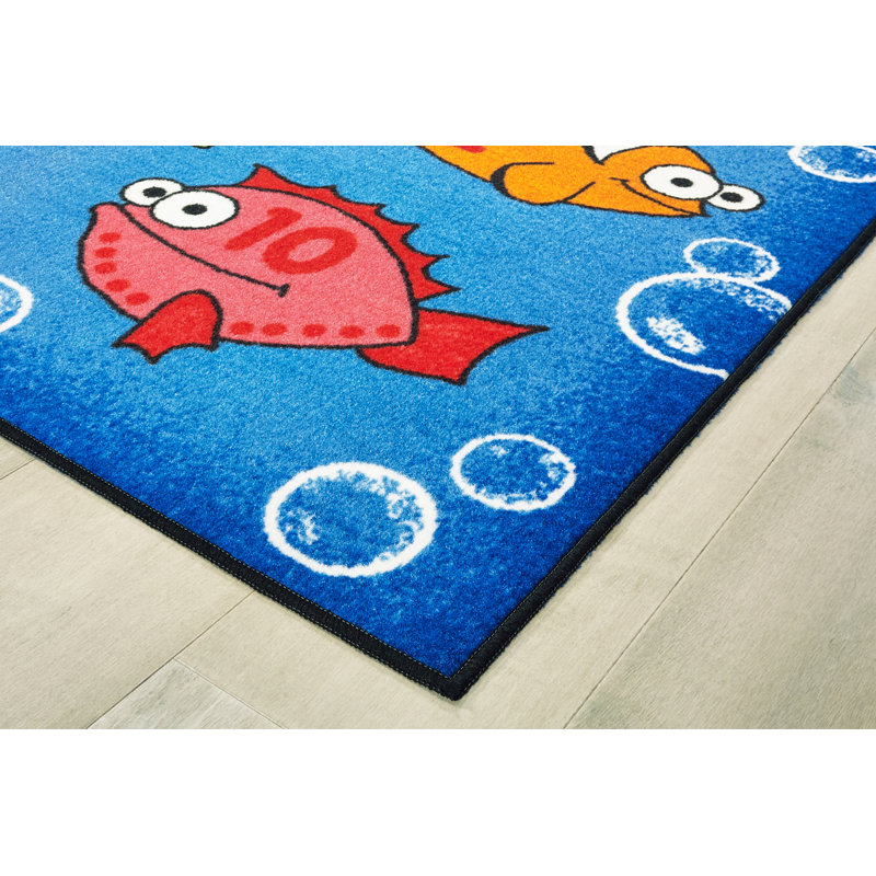 Tapis bleu lavable en machine touffeté à la machine quelque chose de KID $ Value Rugs ™, Rectangle 4 pi x 6 pi