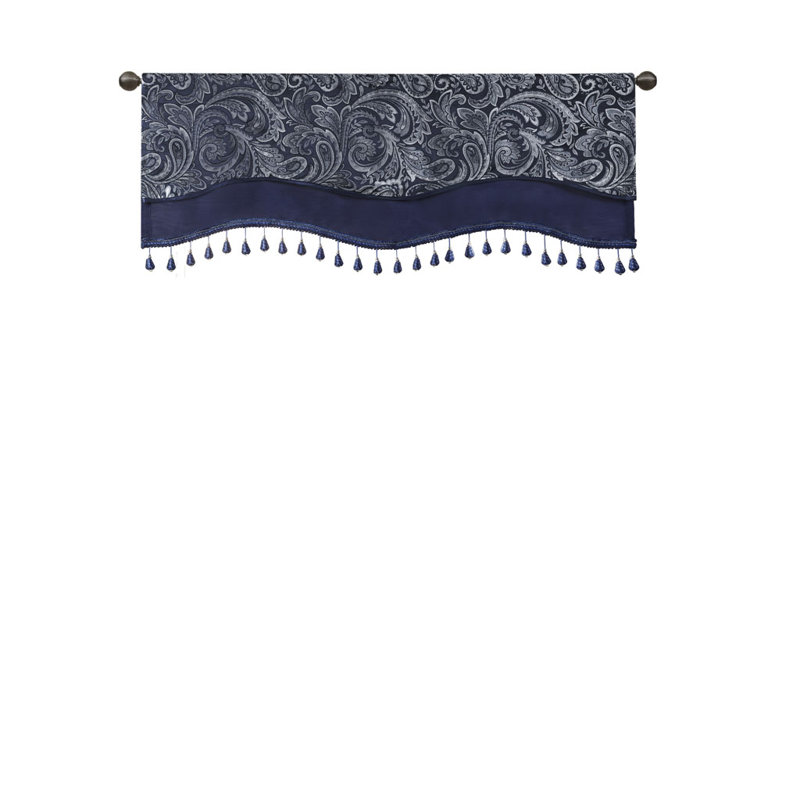 Cantonnière en jacquard à motif cachemire Gracie Mills Thornton, Bleu marine