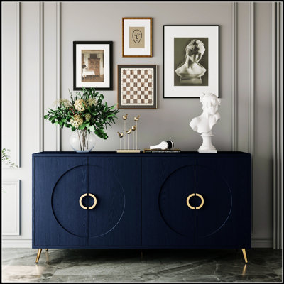 Buffet moderne moderne laqué à 4 portes avec tablettes réglables et fabrication durable