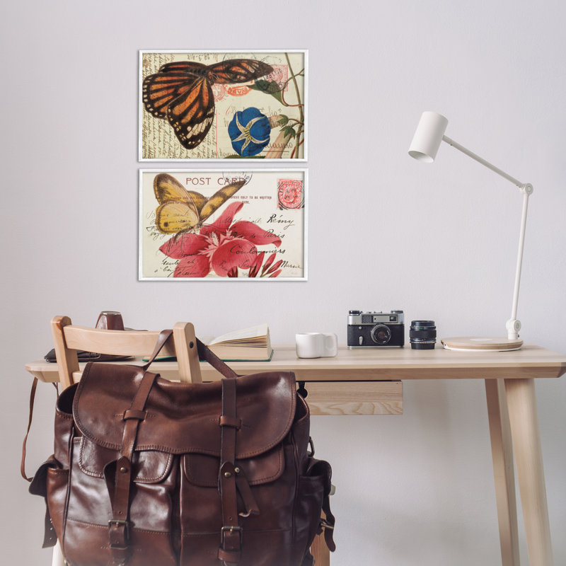  "Butterfly Accented Postcards" 2 PC, estampe numérique par Deborah Revell, H 12 po x l 18 po