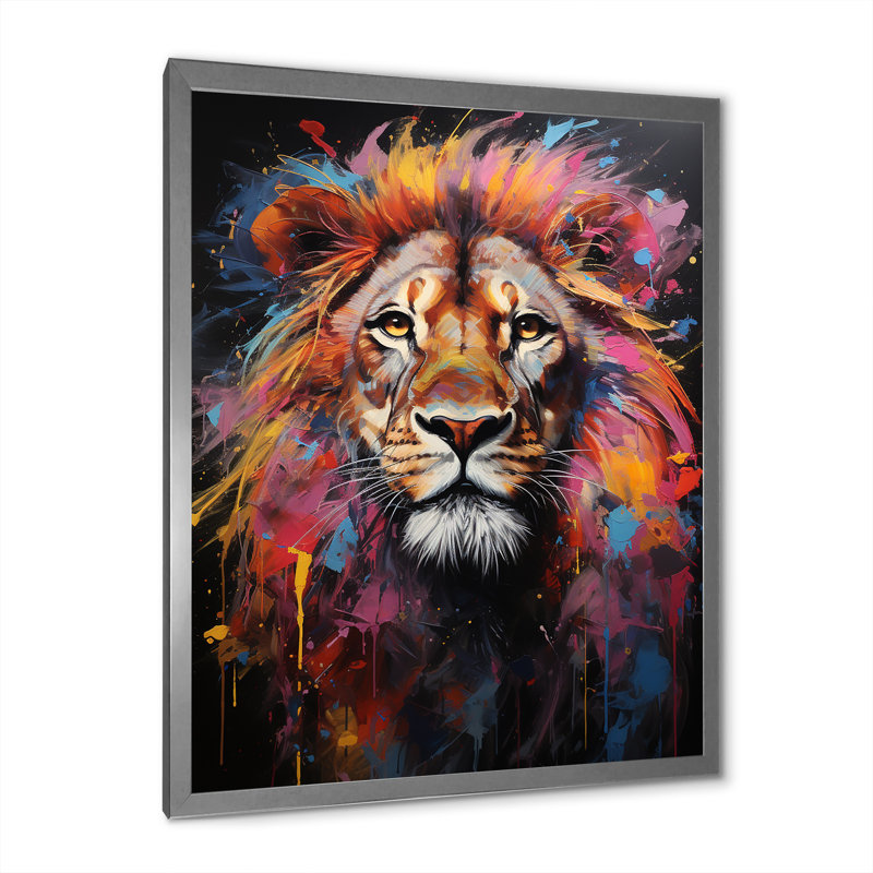 Lion Urban Wild Urban II sur toile, Cadre photo argenté, H 44 po x l 34 po x P 1,5 po