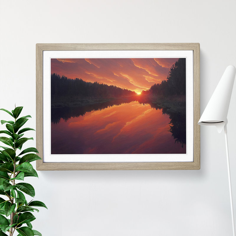 Spring Forest Sunset - Framed Print, Oak, 25cm H x 34cm W x 2cm D