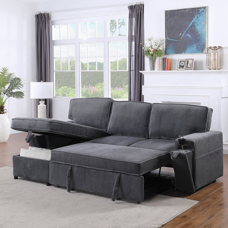 Canapé modulaire avec espace de rangement Upholstery Sleeper GREY, Grey