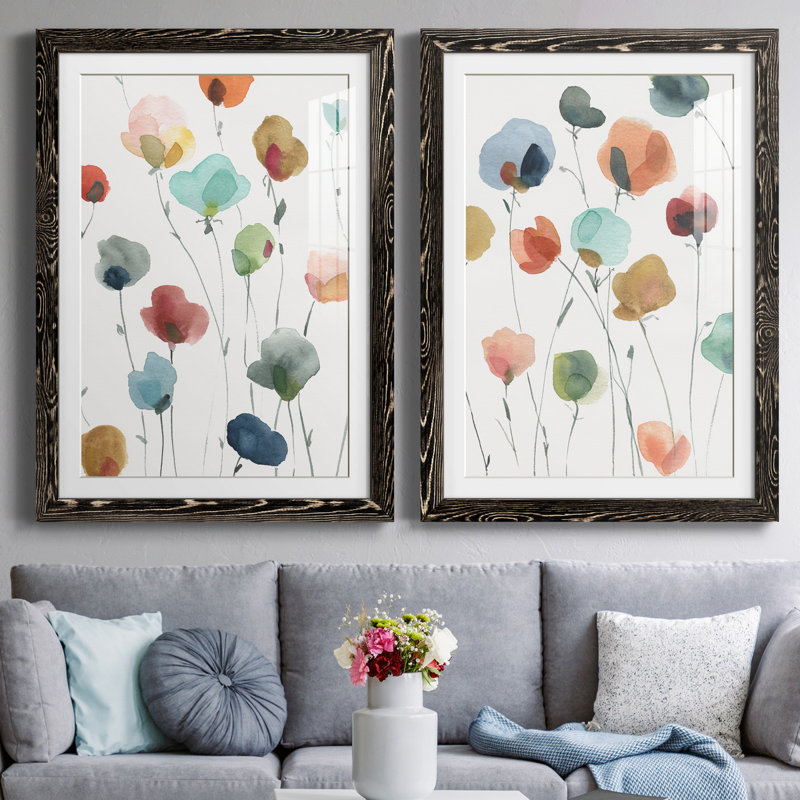 «Lollipop Garden I», ensemble de 2 impressions, H 44 po x l 31 po x P 1 po, Impression encadrée avec passe-partout, Noir