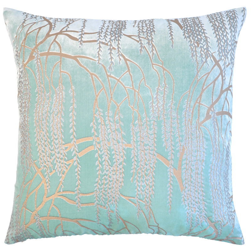 Willow Metallic Square Velvet Pillow Cover & Insert, Thistle, 22" x 22"