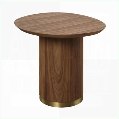Table basse à finition noyer avec piédestal - peu encombrante pour les petits salons et les salles à manger intimes