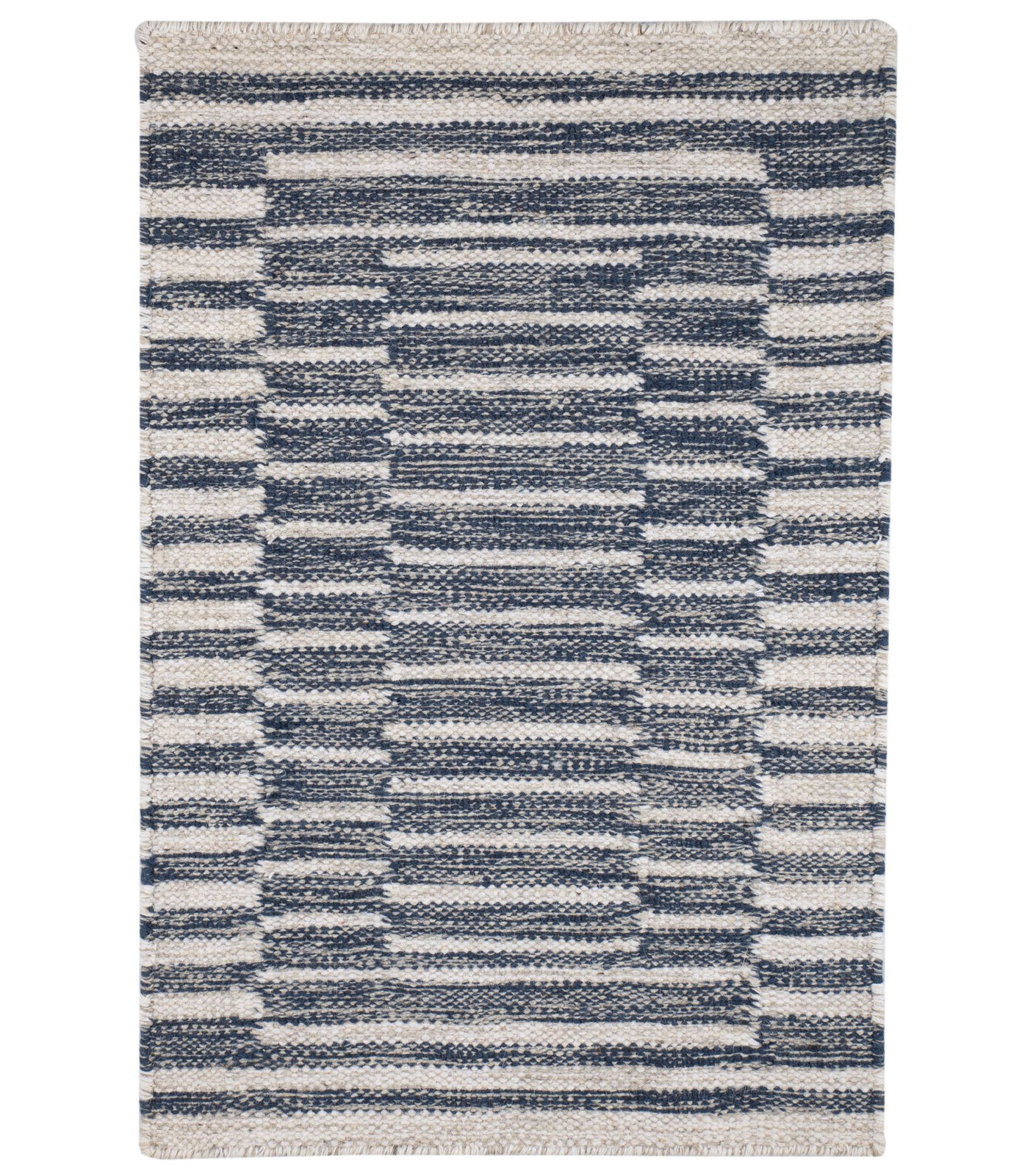 Heights Denim Hand-Woven Geometric Wool Rug, Rectangle 2' x 3'
