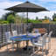 Wooden Garden Parasol & Base - 2.7m-62410664-62410669