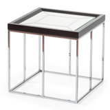 Carmela Mirrored Glass Tray Top End Table