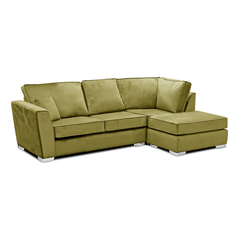 Quade 4 Seater Velvet Corner Sofa , Right Hand Facing, Olive