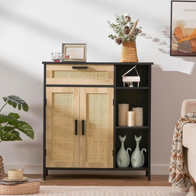 Floor Storage Cabinet with Doors and Shelves