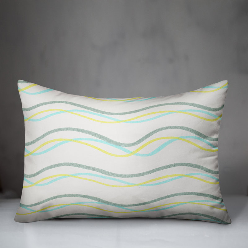Striped Outdoor Reversible Throw Pillow, 14"H x 20"W, Green
