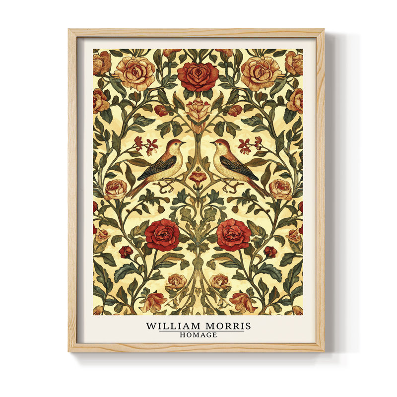 WM MORRIS Series CDLIX Framed Print - Solid Wood, Natural, 11" H x 9" W