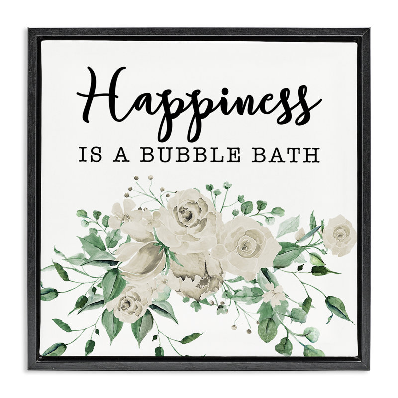 «Happiness is Bubble Bath», art mural encadré sur toile flottante par Masey St. Studios, H 25 po x l 25 po