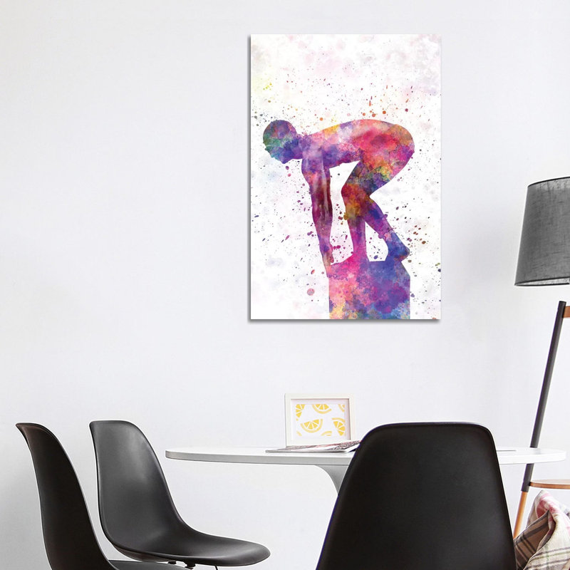 Swimming Silhouette V by Paul Rommer - Wrapped Canvas Painting, 101.6cm H x 66.04cm W x 1.91cm D