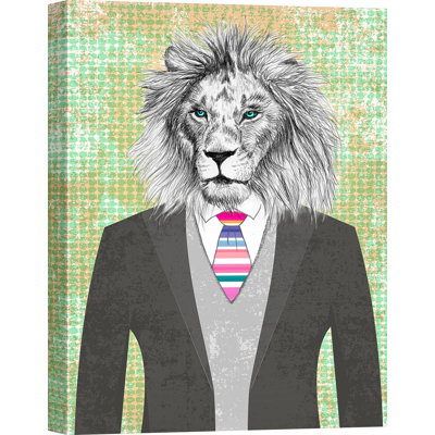 Distinguished Lion by Matt Spencer - Wrapped Canvas Print