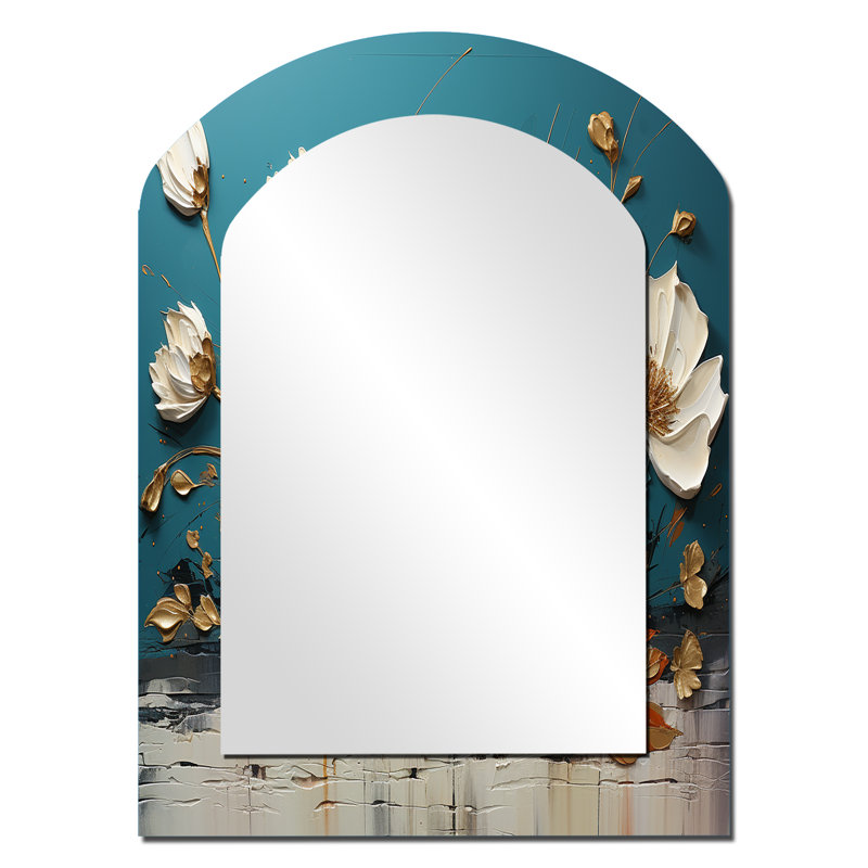 Miroir mural bleu et doré, 34 po x 25 po