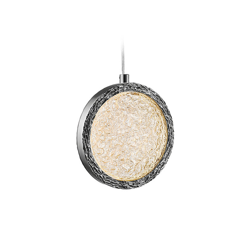 Luminaire suspendu géométrique Holmberg, Nickel poli, H 10 po x l 10 po x P 10 po