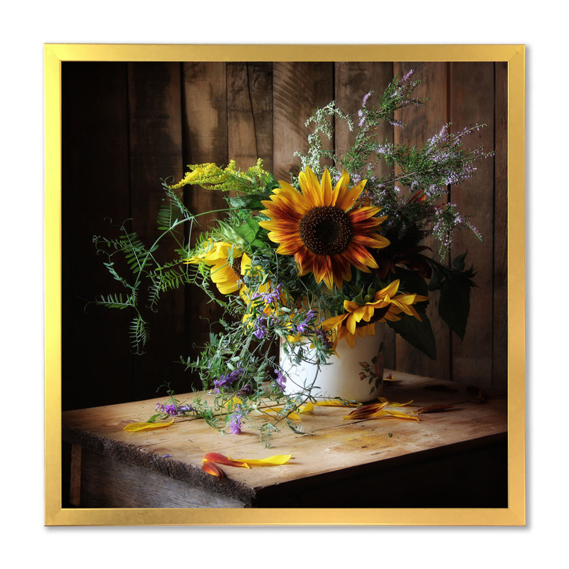 «Vintage Bouquet Of Flowers II», reproduction d'art sur toile traditionnelle, Impression dorée sur toile encadrée