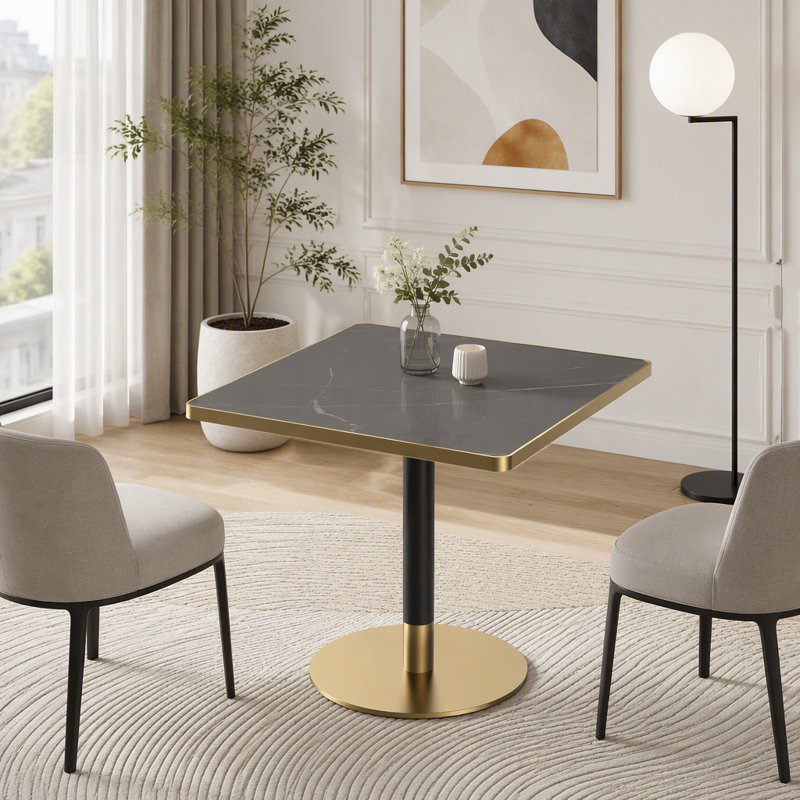 Table de salle à manger en pierre frittée 31,5 po, Carrée