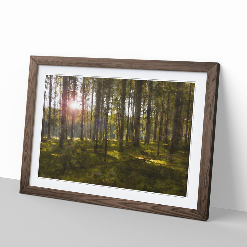 Sunlight Forest Vol.2 - Picture Frame Painting, Walnut Framed, 27cm H x 36cm W x 2cm D