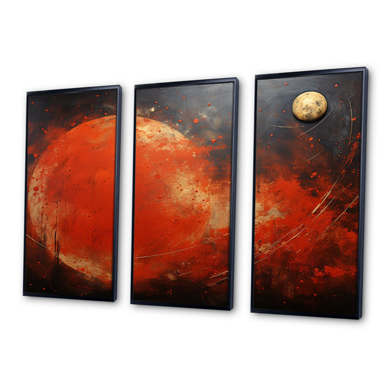 Planète rouge, art mural, Cadre flottant noir, H 32 po x l 48 po